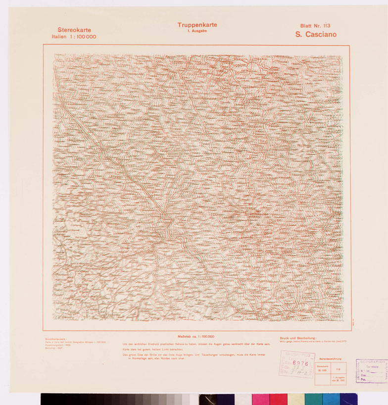 (N:9489) TRUPPENKARTE - STEREOKARTE - (CARTA STEREOSCOPICA PER USO MILITARE) - Foglio 113 - S. Casciano (B0008639) Carte e stampe antiche: riproduzione a colori su carta (formato A2)