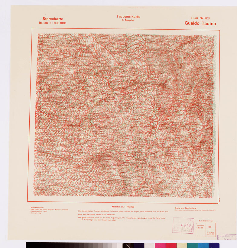 (N:9354) TRUPPENKARTE - STEREOKARTE - (CARTA STEREOSCOPICA PER USO MILITARE) - Foglio 123 - Gualdo Tadino (B0008648) Carte e stampe antiche: riproduzione a colori su carta (formato A2)