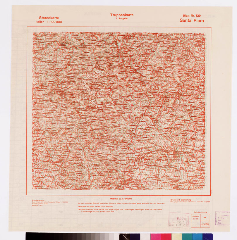 (N:9215) TRUPPENKARTE - STEREOKARTE - (CARTA STEREOSCOPICA PER USO MILITARE) - Foglio 129 - Santa Fiora (B0008654) Carte e stampe antiche: riproduzione a colori su carta (formato A2)