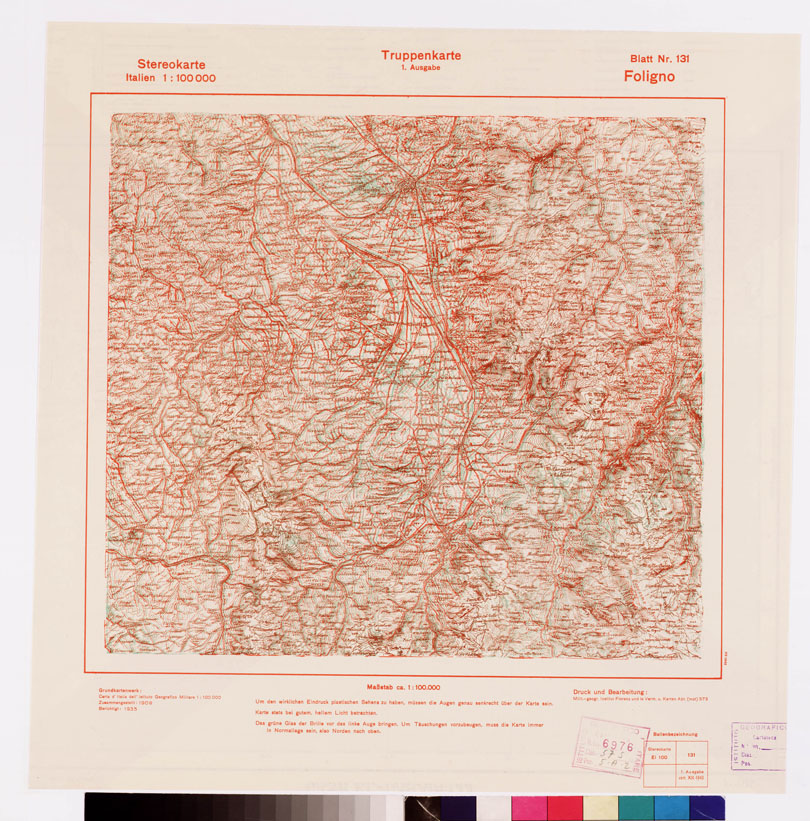 (N:8878) TRUPPENKARTE - STEREOKARTE - (CARTA STEREOSCOPICA PER USO MILITARE) - Foglio 131 - Foligno (B0008656) Carte e stampe antiche: riproduzione a colori su carta (formato A2)
