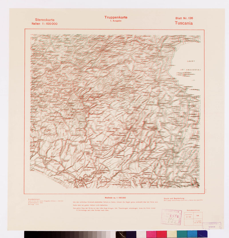(N:8874) TRUPPENKARTE - STEREOKARTE - (CARTA STEREOSCOPICA PER USO MILITARE) - Foglio 136 - Tuscania (B0008660) Carte e stampe antiche: riproduzione a colori su carta (formato A2)