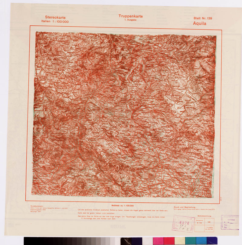 (N:8871) TRUPPENKARTE - STEREOKARTE - (CARTA STEREOSCOPICA PER USO MILITARE) - Foglio 139 - Aquila (B0008663) Carte e stampe antiche: riproduzione a colori su carta (formato A2)