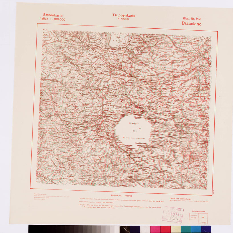 (N:8865) TRUPPENKARTE - STEREOKARTE - (CARTA STEREOSCOPICA PER USO MILITARE) - Foglio 143 - Bracciano (B0008667) Carte e stampe antiche: riproduzione a colori su carta (formato A2)