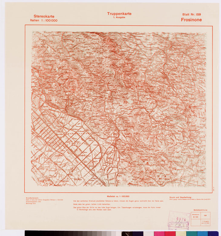 (N:8851) TRUPPENKARTE - STEREOKARTE - (CARTA STEREOSCOPICA PER USO MILITARE) - Foglio 159 - Frosinone (B0008680) Carte e stampe antiche: riproduzione a colori su carta (formato A2)