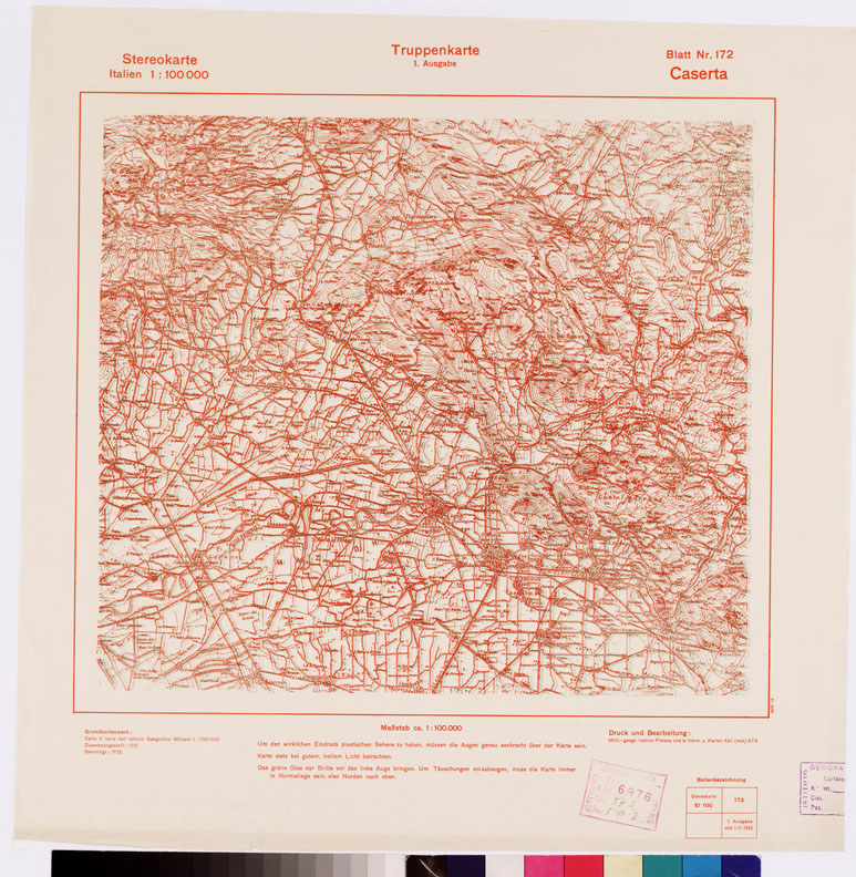 (N:8844) TRUPPENKARTE - STEREOKARTE - (CARTA STEREOSCOPICA PER USO MILITARE) - Foglio 172 - Caserta (B0008685) Carte e stampe antiche: riproduzione a colori su carta (formato A2)