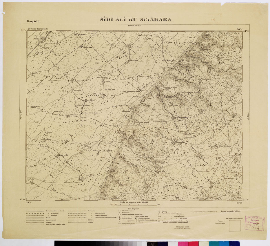 (N:7422) CARTA DELLA CIRENAICA AL 1:50.000 - BENGASI I - Sidi Ali Bu Sciahara (B0009583) Carte e stampe antiche: riproduzione a colori su carta (formato A2)