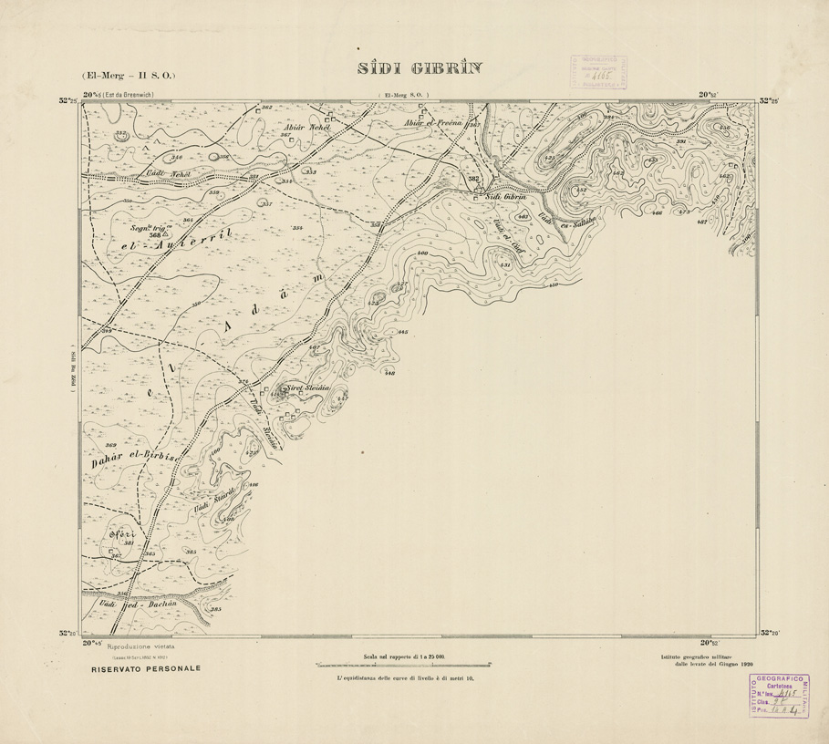 (N:2775) CARTA TOPOGRAFICA DELLA CIRENAICA AL 25.000 - EL-MERG II S. O. - Sidi Gibrin (B0009611) Carte e stampe antiche: riproduzione a colori su carta (formato A2)
