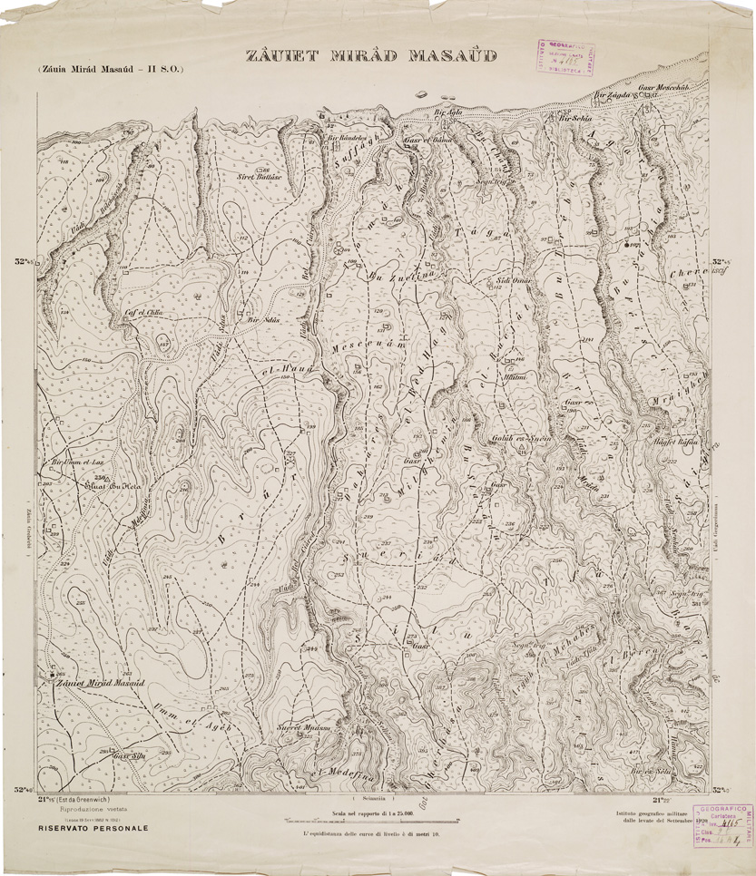 (N:2800) CARTA TOPOGRAFICA DELLA CIRENAICA AL 25.000 - ZAUIA MIRAD MASAUD II S. O. - Zauiet Mirad Masaud (B0009612) Carte e stampe antiche: riproduzione a colori su carta (formato A2)