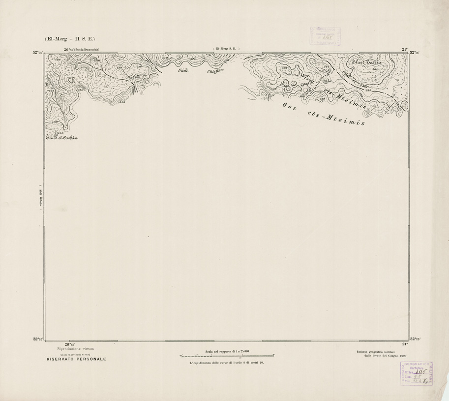 (N:2755) CARTA TOPOGRAFICA DELLA CIRENAICA AL 25.000 - EL-MERG II S. E. - Eluet El-Casfan (B0009632) Carte e stampe antiche: riproduzione a colori su carta (formato A2)