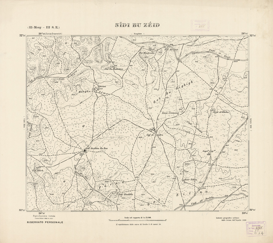 (N:2772) CARTA TOPOGRAFICA DELLA CIRENAICA AL 25.000 - EL-MERG III S. E. - Sidi Bu Zeid (B0009639) Carte e stampe antiche: riproduzione a colori su carta (formato A2)