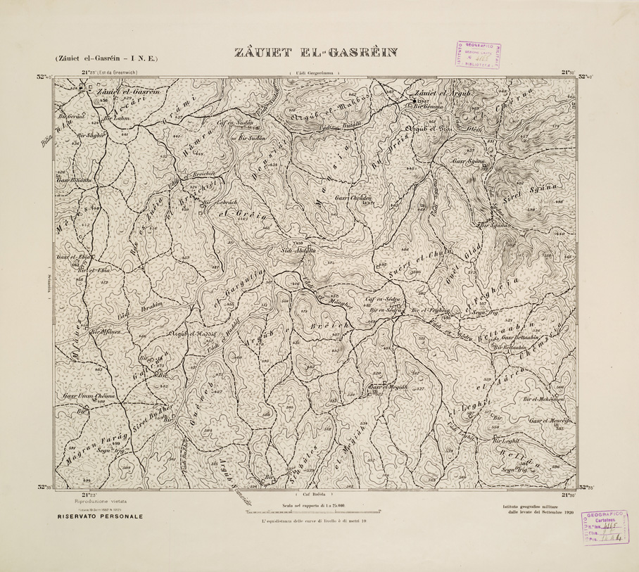 (N:2790) CARTA TOPOGRAFICA DELLA CIRENAICA AL 25.000- ZAUIET EL-GASREIN I N. E. - Zauiet El-Gasrein (B0009655) Carte e stampe antiche: riproduzione a colori su carta (formato A2)
