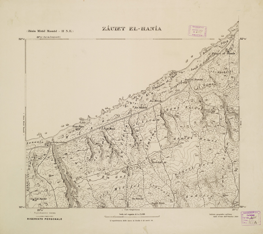 (N:2791) CARTA TOPOGRAFICA DELLA CIRENAICA AL 25.000 - ZAUIA MIRAD MASAUD II N. E. - Zauiet El-Hania (B0009657) Carte e stampe antiche: riproduzione a colori su carta (formato A2)