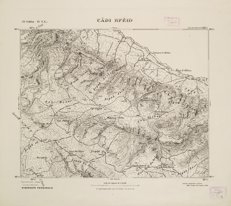 (N:2787) CARTA TOPOGRAFICA DELLA CIRENAICA AL 25.000 - EL-GUBBA II N. E. - Uadi Rfeid (B0009659) Carte e stampe antiche: riproduzione a colori su carta (formato A2)