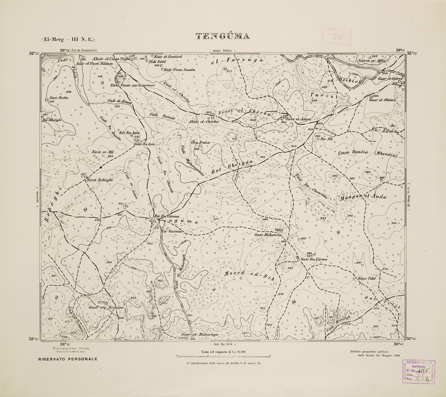 (N:2782) CARTA TOPOGRAFICA DELLA CIRENAICA AL 25.000 - EL-MERG III N. E. - Tenguma (B0009662) Carte e stampe antiche: riproduzione a colori su carta (formato A2)