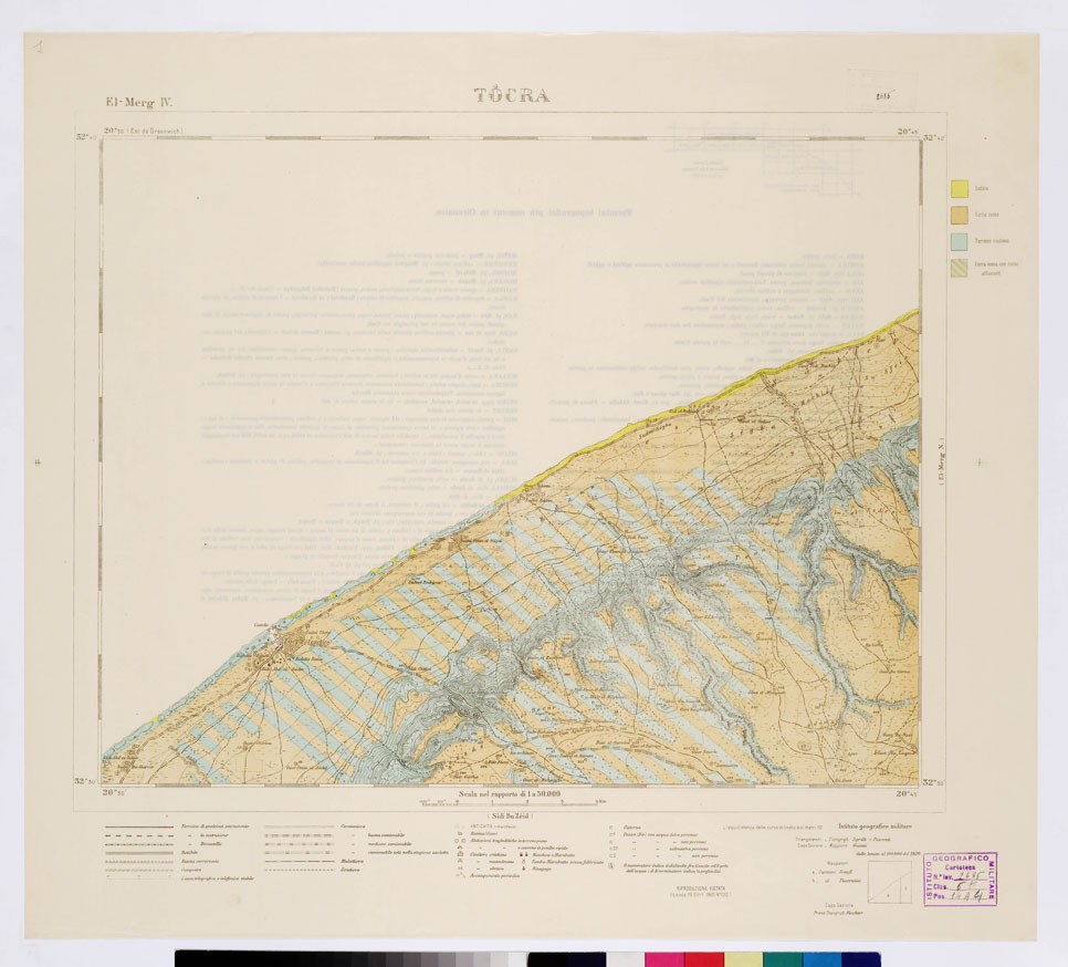 (N:7462) CARTA TOPOGRAFICA DELLA CIRENAICA ALLA SCALA DI 1:50.000 - EL-MERG IV - Tocra (B0009733) Carte e stampe antiche: riproduzione a colori su carta (formato A2)