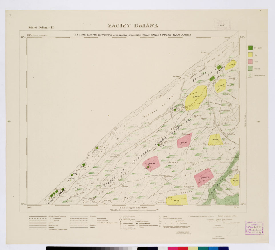 (N:7480) CARTA TOPOGRAFICA DELLA CIRENAICA ALLA SCALA DI 1:50.000 - ZAUIET DRIANA II - Zauiet Driana (B0009757) Carte e stampe antiche: riproduzione a colori su carta (formato A2)
