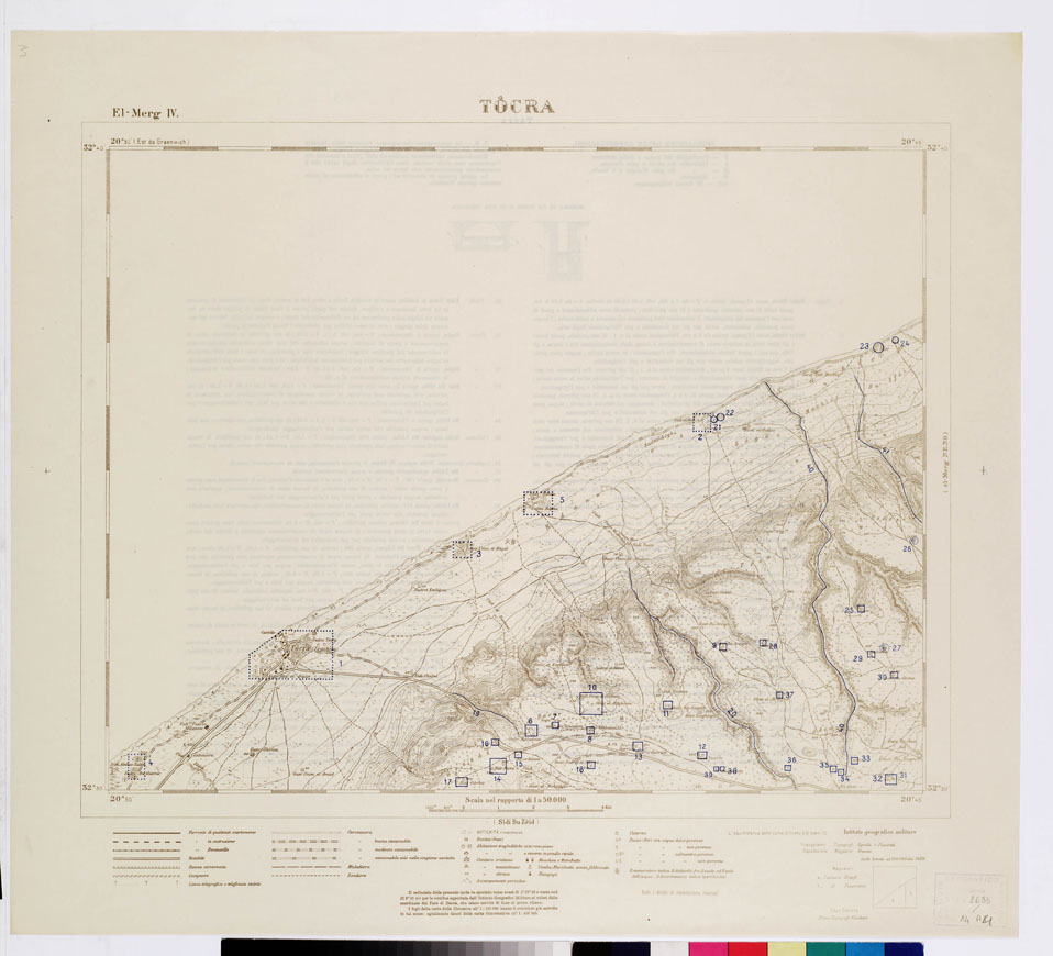 (N:7518) CARTA TOPOGRAFICA DELLA CIRENAICA ALLA SCALA DI 1:50.000 - EL-MERG IV - Tocra (B0009788, B0009789) Carte e stampe antiche: riproduzione a colori su carta (formato A2)