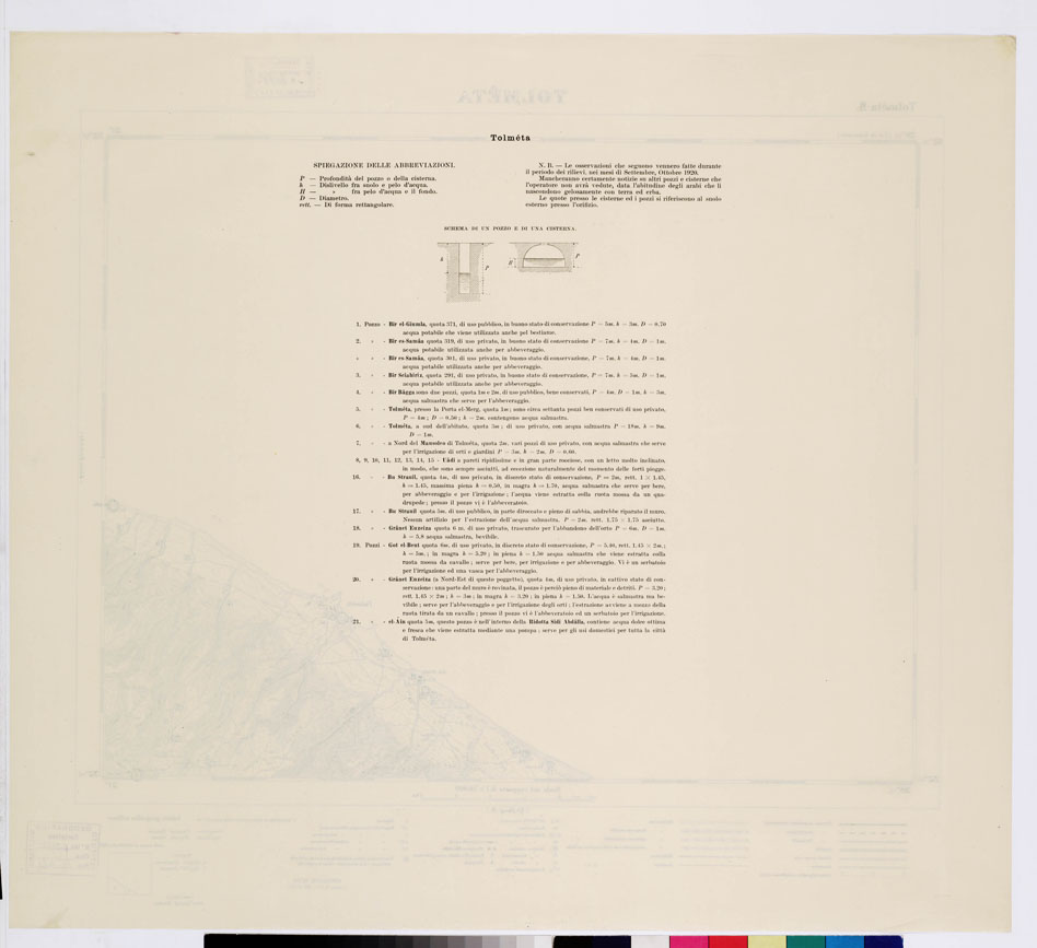 (N:7524) CARTA TOPOGRAFICA DELLA CIRENAICA ALLA SCALA DI 1:50.000 - TOLMETA II - Tolmeta - Pozzi e cisterne (B0009794, B0009795) Carte e stampe antiche: riproduzione a colori su carta (formato A2)