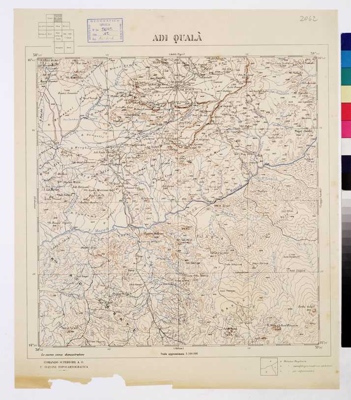 (N:2458) CARTA DELL'AFRICA ORIENTALE ITALIANA - Adi Qual (B0010065) Carte e stampe antiche: riproduzione a colori su carta (formato A2)