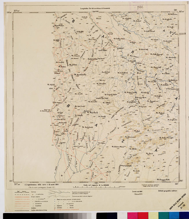 (N:2933) CARTA DELLA COLONIA ERITREA. I.G.M. - Foglio 15 - SUZENA (B0010442) Carte e stampe antiche: riproduzione a colori su carta (formato A2)