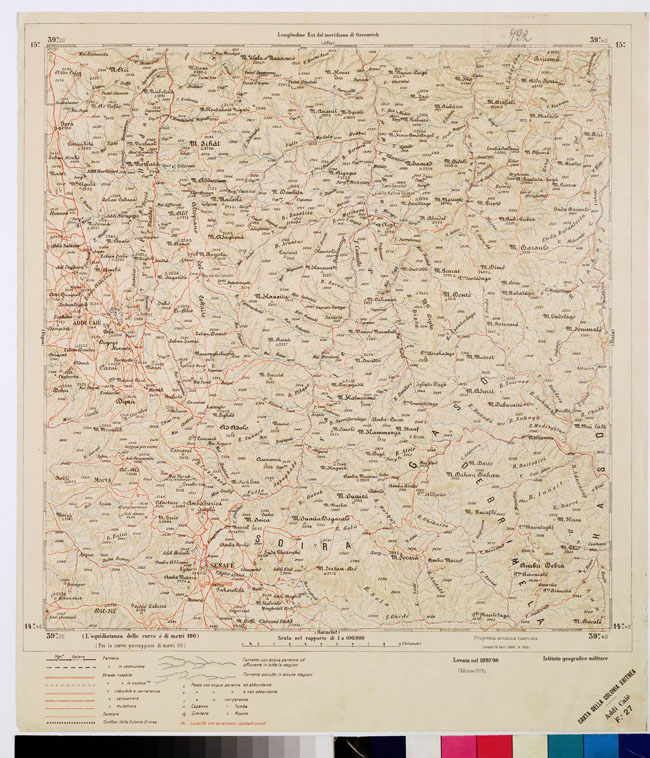 (N:2947) CARTA DELLA COLONIA ERITREA. I.G.M. - Foglio 27 - ADDI CAIE' (B0010455) Carte e stampe antiche: riproduzione a colori su carta (formato A2)