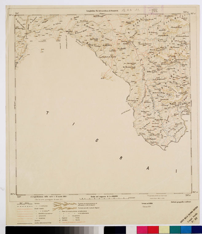 (N:2953) CARTA DELLA COLONIA ERITREA. I.G.M. - Foglio 32 - LOGGO SARDA (B0010460) Carte e stampe antiche: riproduzione a colori su carta (formato A2)