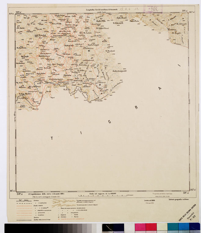 (N:2954) CARTA DELLA COLONIA ERITREA. I.G.M. - Foglio 33 - BARACHIT (B0010461) Carte e stampe antiche: riproduzione a colori su carta (formato A2)