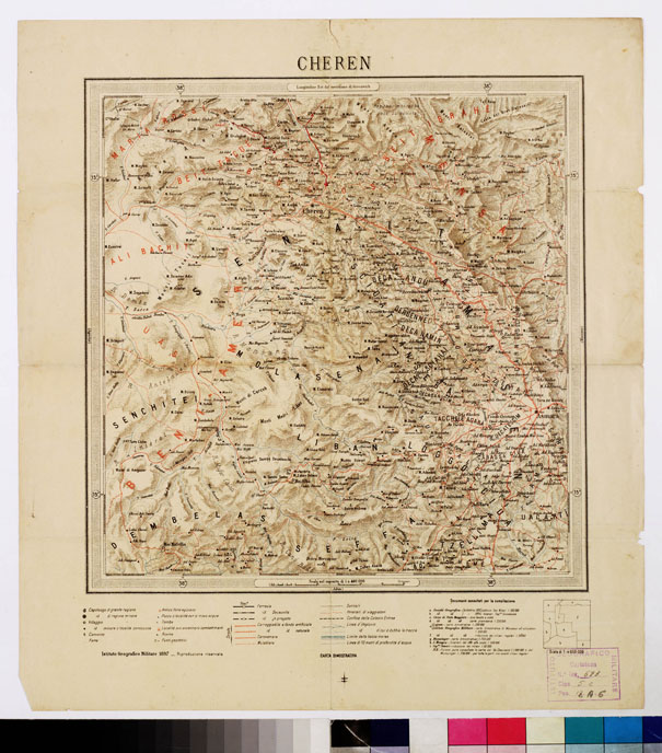 (N:4217) CARTA DIMOSTRATIVA DELLA COLONIA ERITREA E REGIONI ADIACENTI - CHEREN (B0010541) Carte e stampe antiche: riproduzione a colori su carta (formato A2)