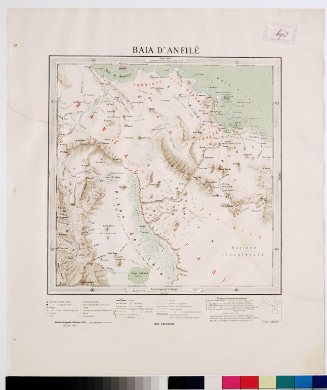 (N:4214) CARTA DIMOSTRATIVA DELLA COLONIA ERITREA E REGIONI ADIACENTI - BAIA D'ANFILE' (B0010548) Carte e stampe antiche: riproduzione a colori su carta (formato A2)