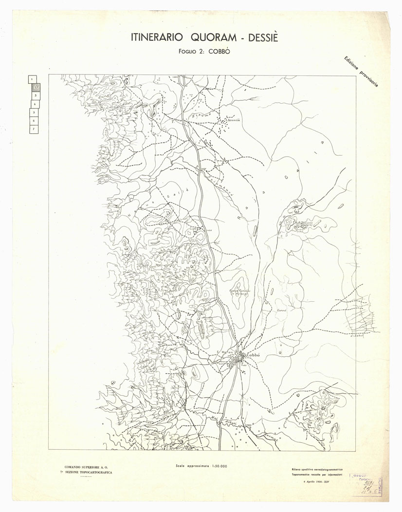 (N:11108) ITINERARIO QUORAM DESSIE' - COBBO' - Foglio 2 (B0010592) Carte e stampe antiche: riproduzione a colori su carta (formato A2)