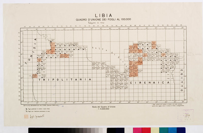 (N:3323) CARTA DELLA LIBIA - QUADRO D'UNIONE (B0010872) Carte e stampe antiche: riproduzione a colori su carta (formato A2)