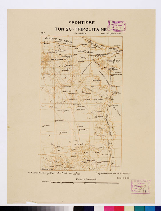 (N:9945) FRONTIERE TUNISO-TRIPOLITAINE Tavola 8 PL 1 (B0010926) Carte e stampe antiche: riproduzione a colori su carta (formato A2)