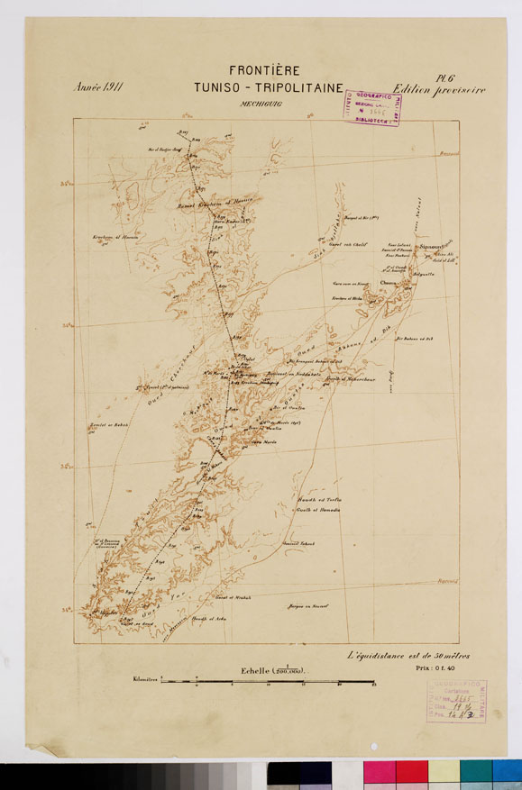 (N:9950) FRONTIERE TUNISO-TRIPOLITAINE - Tavola 8 PL 6 (B0010931) Carte e stampe antiche: riproduzione a colori su carta (formato A2)