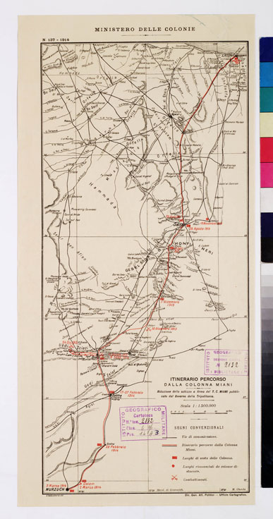 (N:3717) CARTA DELLA TRIPOLITANIA - ITINERARIO PERCORSO DALLA COLONNA MIANI - Tavola 2 di6 (B0010977) Carte e stampe antiche: riproduzione a colori su carta (formato A2)