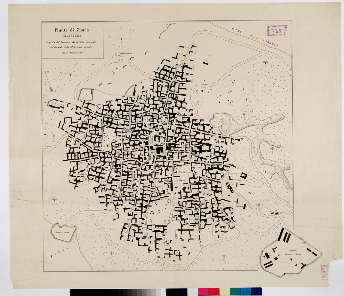 (N:13946) PIANTA DI ZUARA (B0011010) Carte e stampe antiche: riproduzione a colori su carta (formato A2)