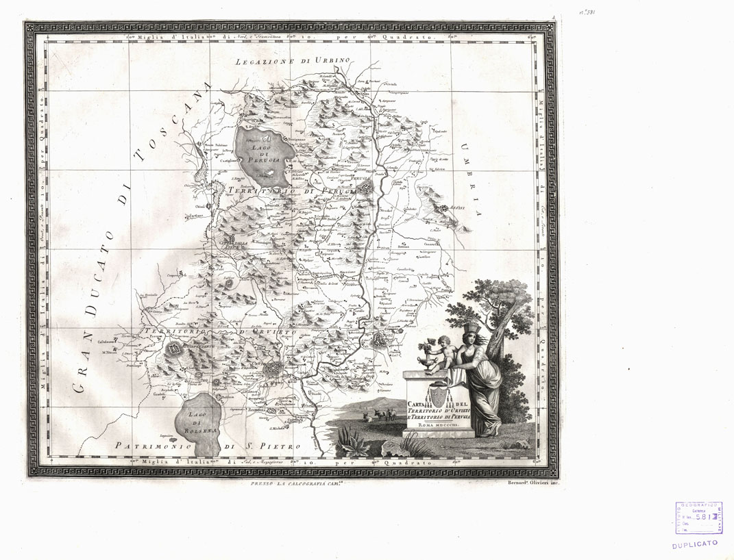 (N:11415) CARTA DEL TERRITORIO DI ORVIETO E PERUGIA. ROMA MDCCCIII (B0012957) Carte e stampe antiche: riproduzione a colori su carta (formato A2)