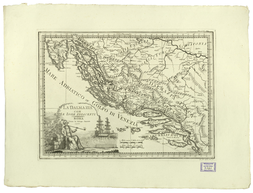 (N:11142) CARTE ANTICHE PROVENIENTI DALLA CALCOGRAFIA CAMERALE DI ROMA - LA DALMAZIA CON LE ISOLE ADIACENTI - Tomo I n. 42 (B0013030) Carte e stampe antiche: riproduzione a colori su carta (formato A2)