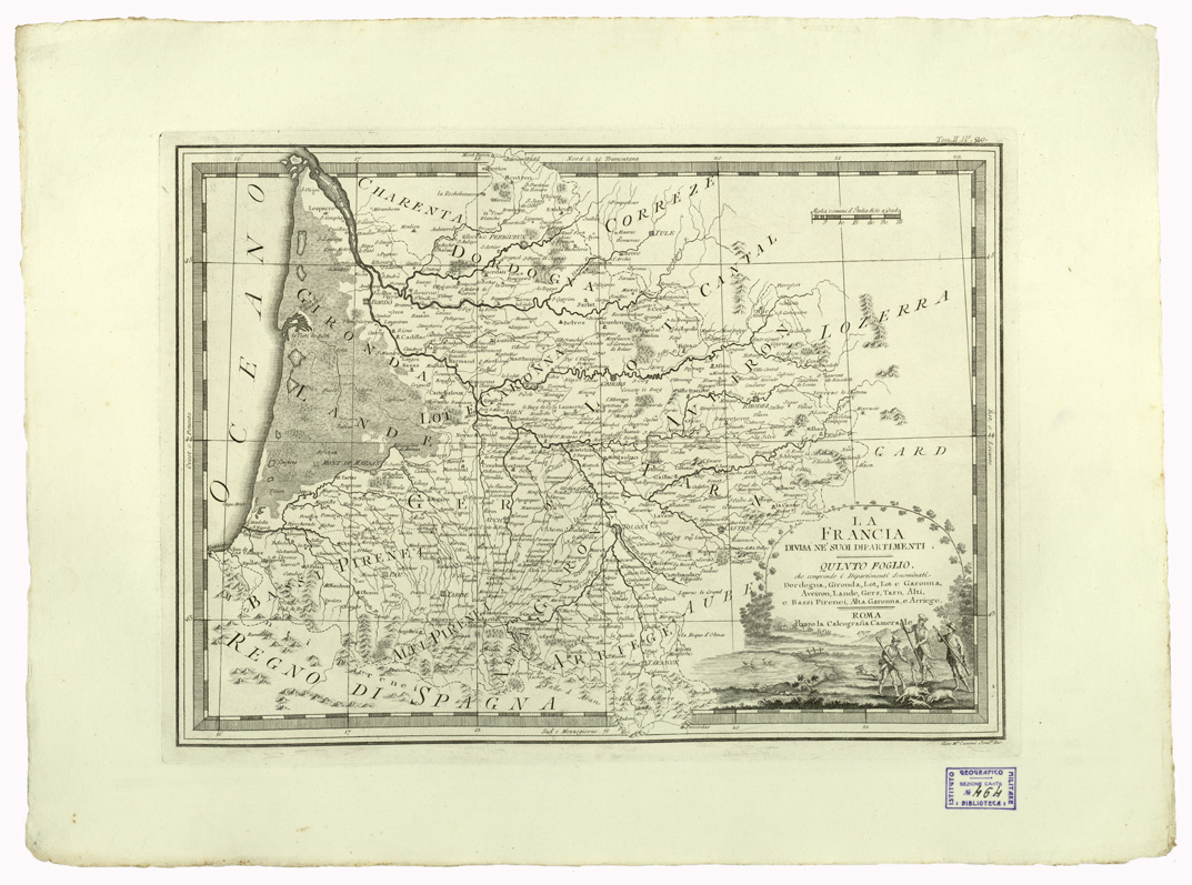 (N:9854) CARTE ANTICHE PROVENIENTI DALLA CALCOGRAFIA CAMERALE DI ROMA - LA FRANCIA DIVISA NE SUOI DIPARTIMENTI - Tomo II n. 20 (B0013050) Carte e stampe antiche: riproduzione a colori su carta (formato A2)