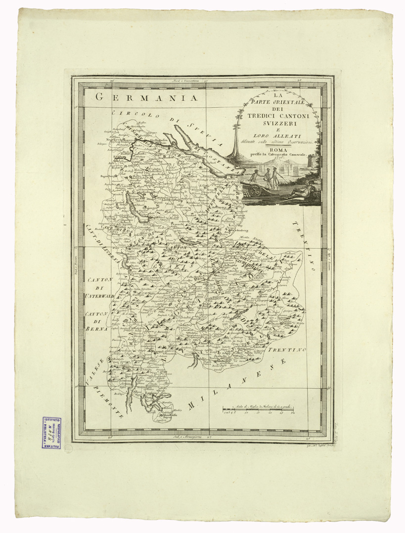 (N:9307) CARTE ANTICHE PROVENIENTI DALLA CALCOGRAFIA CAMERALE DI ROMA - LA PARTE ORIENTALE DEI TREDICI CANTONI SVIZZERI E LORO ALLEATI DELINEATE SULLE ULTIME OSSERVAZIONI - Tomo II n. 22 (B0013057) Carte e stampe antiche: riproduzione a colori su carta (formato A2)
