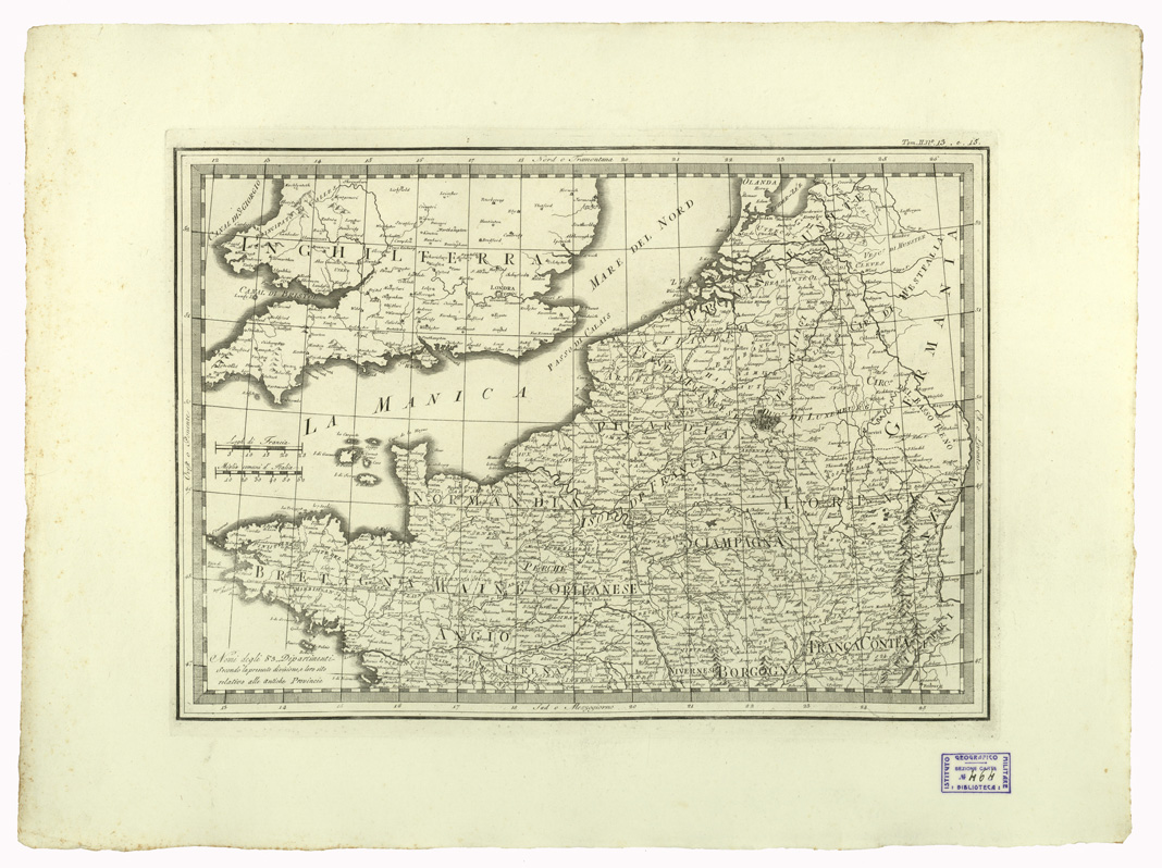 (N:9304) CARTE ANTICHE PROVENIENTI DALLA CALCOGRAFIA CAMERALE DI ROMA - NOMI DEGLI 83 DIPARTIMENTI SECONDO LA PRESENTE DIVISIONE, E LORO SITO RELATIVO ALLE ANTICHE PROVINCIE- (INGHILTERRA, FRANCIA, BELGIO, OLANDA) - Tomo II n. 13 e 15 (B0013059) Carte e stampe antiche: riproduzione a colori su carta (formato A2)
