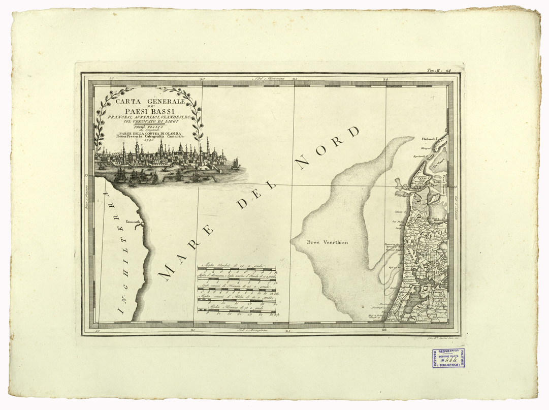 (N:9066) CARTE ANTICHE PROVENIENTI DALLA CALCOGRAFIA CAMERALE DI ROMA - CARTA GENERALE DE PAESI BASSI - Tomo II n. 24 (B0013069) Carte e stampe antiche: riproduzione a colori su carta (formato A2)