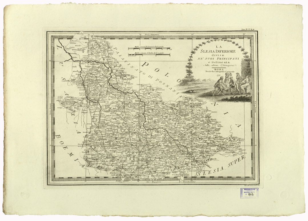 (N:9057) CARTE ANTICHE PROVENIENTI DALLA CALCOGRAFIA CAMERALE DI ROMA - LA SLESIA INFERIORE DIVISA NE SUOI PRINCIPATI E DELINEATA SULLE ULTIME OSSERVAZIONI - Tomo II n. 39 (B0013078) Carte e stampe antiche: riproduzione a colori su carta (formato A2)