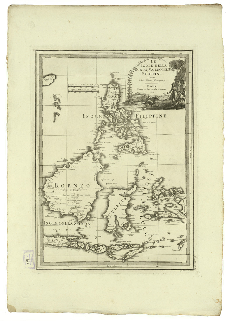 (N:8524) CARTE ANTICHE PROVENIENTI DALLA CALCOGRAFIA CAMERALE DI ROMA - LE ISOLE DELLA SONDA, MOLUCCHE, E FILIPPINE DELINEATE SULLE ULTIME OSSERVAZIONI - Tomo III n. 7 (B0013119) Carte e stampe antiche: riproduzione a colori su carta (formato A2)