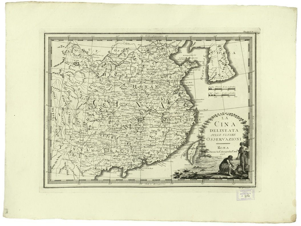 (N:8523) CARTE ANTICHE PROVENIENTI DALLA CALCOGRAFIA CAMERALE DI ROMA - LA CINA DELINEATA SULLE ULTIME OSSERVAZIONI -Tomo III n. 8 (B0013120) Carte e stampe antiche: riproduzione a colori su carta (formato A2)