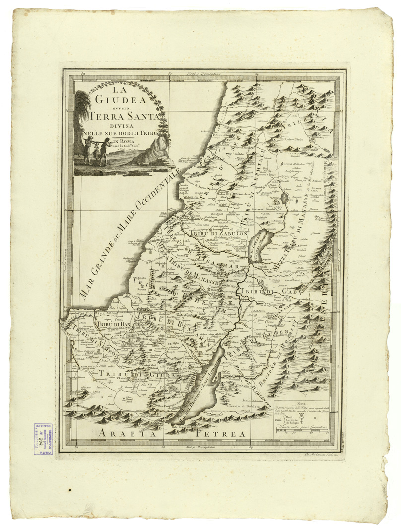 (N:8433) CARTE ANTICHE PROVENIENTI DALLA CALCOGRAFIA CAMERALE DI ROMA - LA GIUDEA OVVERO TERRA SANTA DIVISA NELLE SUE DODICI TRIBU' - Tomo III n. 44 (B0013149) Carte e stampe antiche: riproduzione a colori su carta (formato A2)