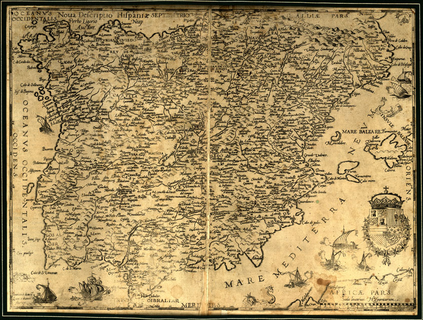 (N:19095) NOVA DESCRIPTIO HISPANIAE SEPTENTRIO OCCIDENTALIS (B0015540) Carte e stampe antiche: riproduzione a colori su carta (formato A2)