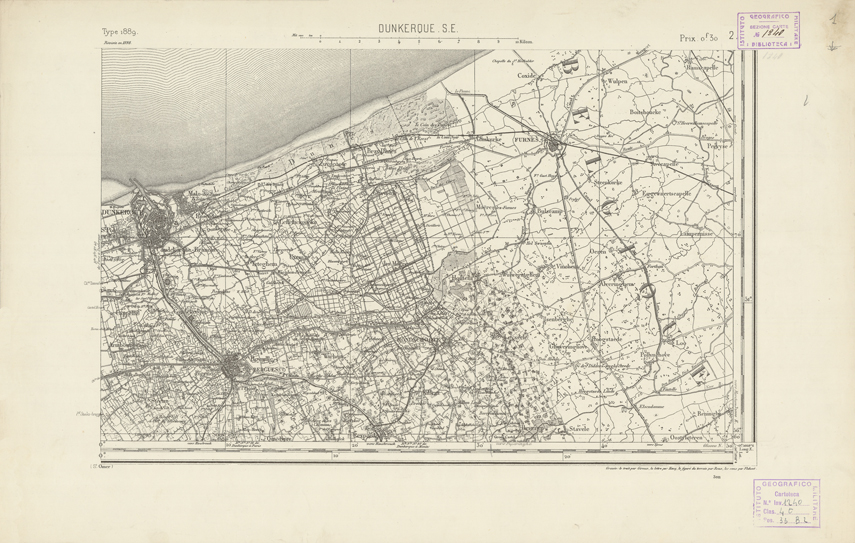 (N:21696) CARTE DE FRANCE - DUNKERQUE S.E. (B0018282) Carte e stampe antiche: riproduzione a colori su carta (formato A2)