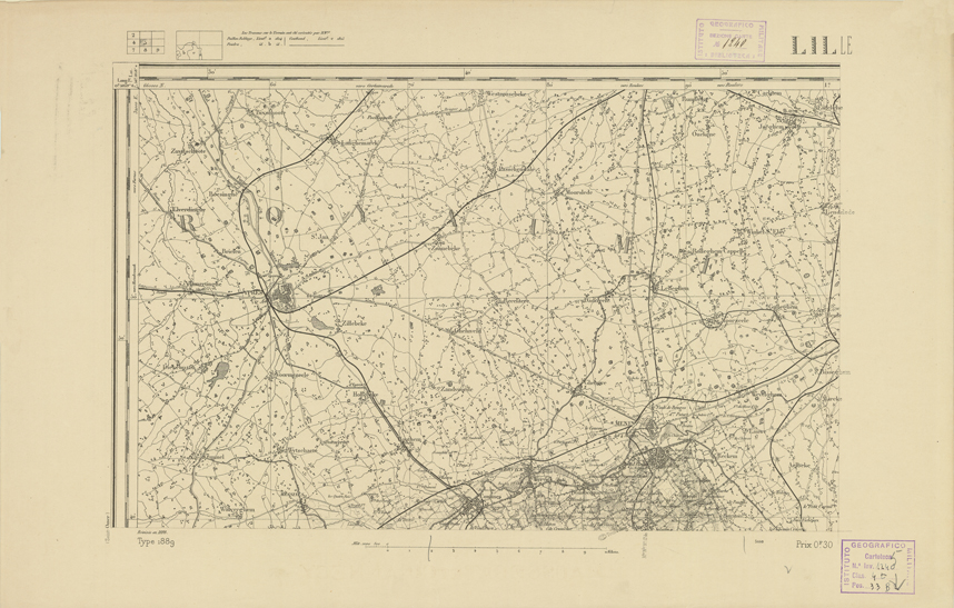 (N:21703) CARTE DE FRANCE - LILLE (B0018289) Carte e stampe antiche: riproduzione a colori su carta (formato A2)
