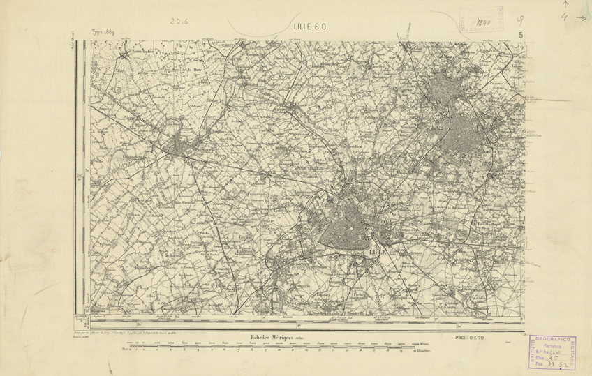 (N:21705) CARTE DE FRANCE - LILLE S.O. (B0018291) Carte e stampe antiche: riproduzione a colori su carta (formato A2)
