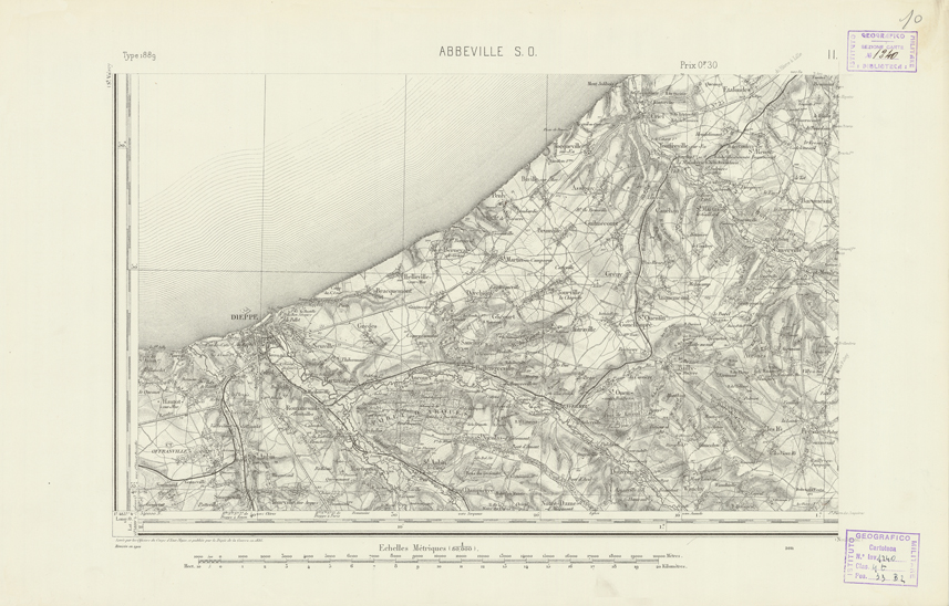 (N:21722) CARTE DE FRANCE - ABBEVILLE S.O. (B0018308) Carte e stampe antiche: riproduzione a colori su carta (formato A2)